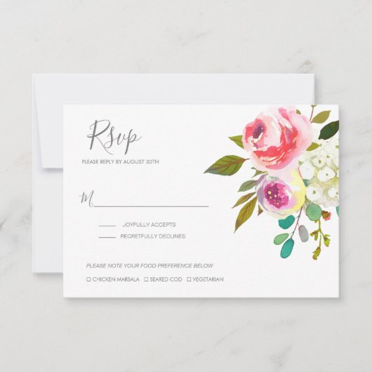 Pastel Blooms Fantasy Floral Wedding RSVP Kaartje (Voorkant)