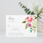 Pastel Blooms Fantasy Floral Wedding RSVP Kaartje (Staand voorkant)