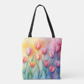 Pastel Blossom Tulpen Canvas tas (Achterkant)