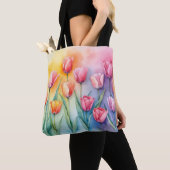 Pastel Blossom Tulpen Canvas tas (Dichtbij)