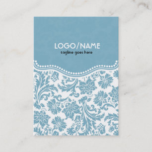 Pastel Blu & Wit Bloemen Damask-Gepersonaliseerd Visitekaartje