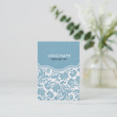 Pastel Blu & Wit Bloemen Damask-Gepersonaliseerd Visitekaartje (Staand voorkant)