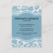 Pastel Blu & Wit Bloemen Damask-Gepersonaliseerd Visitekaartje (Achterkant)