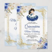 Pastel Blue 4 Quinceañera Invitation mexicaine (Devant / Derrière)