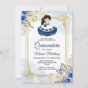 Pastel Blue 4 Quinceañera Invitation mexicaine