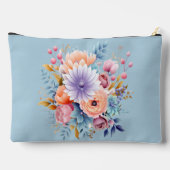 Pastel Blue Aquarelle Floral Sac cosmétique (Verso)