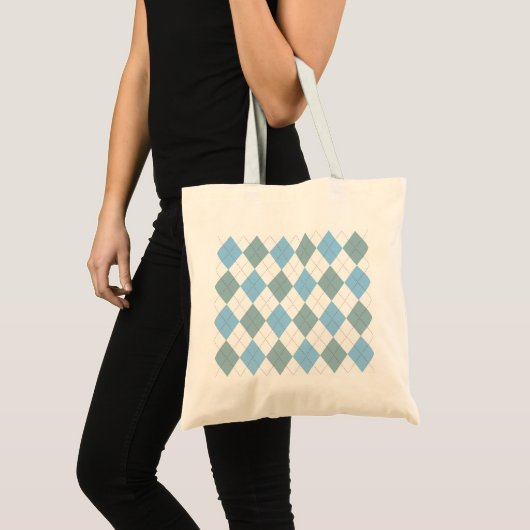 Pastel Blue Argyle Pattern Tote Bag (Devant (produit))