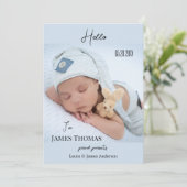 Pastel Blue Baby Boy Photo Faire-part de naissance (Debout devant)
