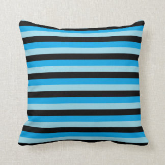 Pastel Blue, Black and Turquoise Stripes Kussen
