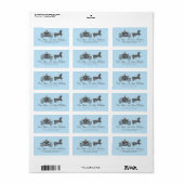Pastel Blue & Black Weddenschap Horse & Carriage Etiket (Full Sheet)