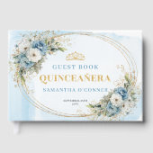Pastel Blue Boho Quince with Gold Greenery guest  Gastenboek (Voorkant)