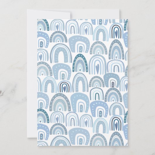 Pastel Blue Boho Rainbow First Birthday Kaart (Achterkant)