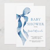 Pastel Blue Bow Baby shower Kaart (Voorkant / Achterkant)