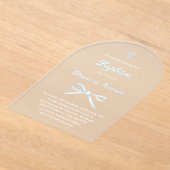 pastel blue bow Baptism Acryl Uitnodigingen (Laagn)