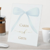 pastel blue bow cards sign reclamebord met voetstuk (Insitu)