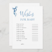 Pastel Blue Bow Wensen voor Baby shower Game Kaart (Voorkant / Achterkant)
