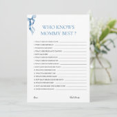 Pastel Blue Bow Wie kent mama het beste Baby showe Kaart (Staand voorkant)