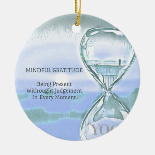 Pastel Blue Calming Yoga Hourglass Gratitude Keramisch Ornament