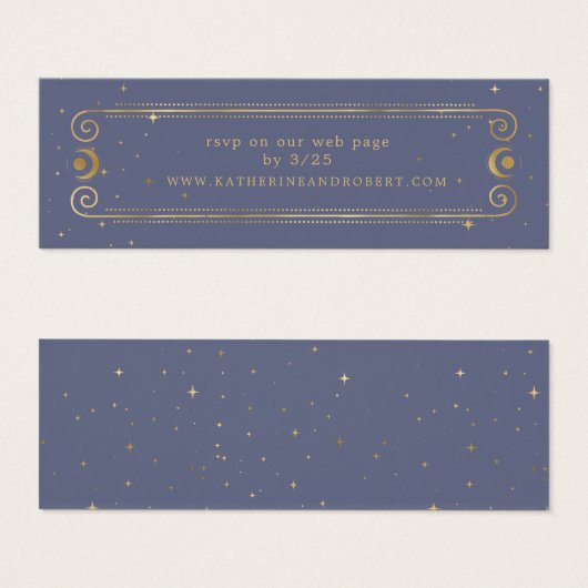 Pastel Blue Celestial Gold Mariage Website Card (Devant & derrière)