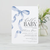Pastel Blue Coquette Bow fille Invitation Baby sho (Debout devant)