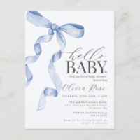 Pastel Blue Coquette Bow fille Invitation Baby sho