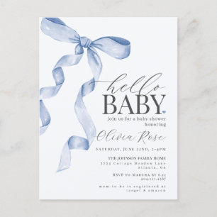 Pastel Blue Coquette Bow fille Invitation Baby sho