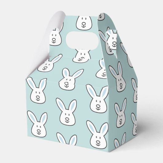 Pastel Blue Cute Easter Bunny Pattern Bedankdoosjes (Achterkant)