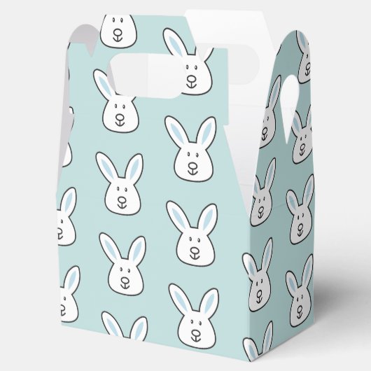Pastel Blue Cute Easter Bunny Pattern Bedankdoosjes (Geopend)