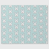Pastel Blue Cute Easter Bunny Pattern Cadeaupapier (Vlak)