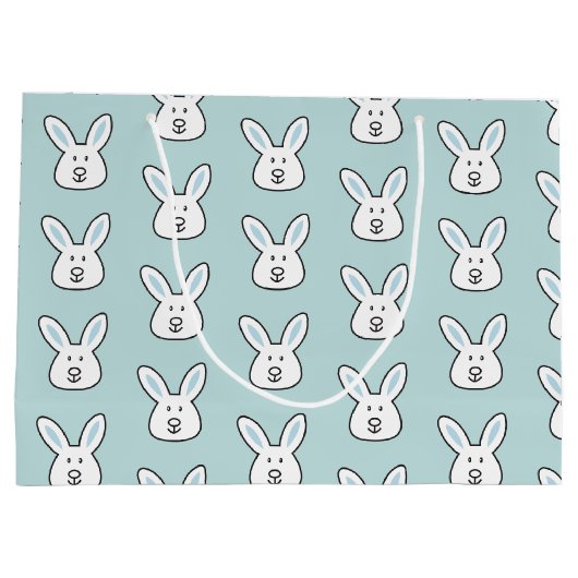 Pastel Blue Cute Easter Bunny Pattern Groot Cadeauzakje (Achterkant)