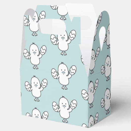 Pastel Blue Cute Easter Chick & Eggs Pattern Bedankdoosjes (Geopend)