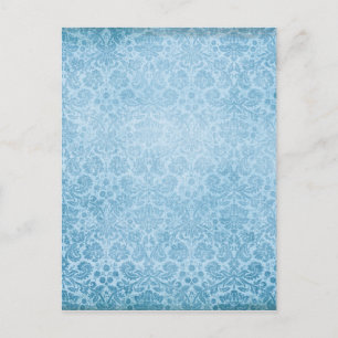 Pastel Blue Damkers Faded Patroon Briefkaart