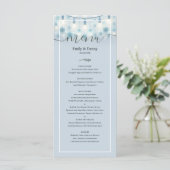 Pastel Blue Elegant Botanique Mariage Menu (Debout devant)