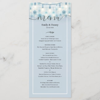 Pastel Blue Elegant Botanique Mariage Menu