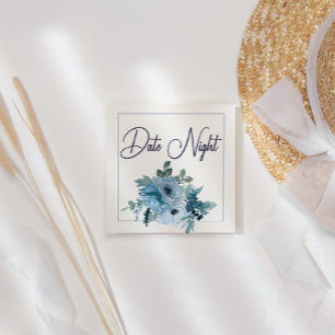 Pastel Blue Elegant Rose Mariage Date Carte de nui