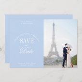 Pastel Blue Elegant Save the Date Card (Voorkant / Achterkant)