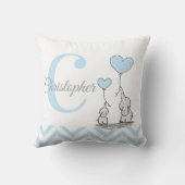 Pastel Blue Elephant Personnalisé Baby Boy Coussin (Verso)
