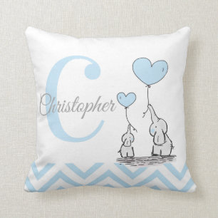 Pastel Blue Elephant Personnalisé Baby Boy Coussin