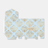 Pastel Blue en Gold Damask Bedankdoosjes (Uitgevouwen)