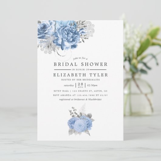 Pastel Blue en Gold Roos Vrijgezellenfeest Kaart (Staand voorkant)