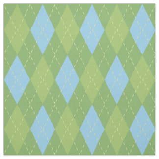 Pastel Blue en Green Argyle Pattern Stof