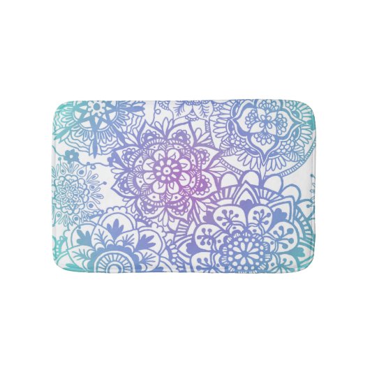 Pastel Blue en Paars Mandala Pattern Bath Mat (Voorkant)