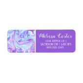 Pastel Blue en Paarse marmer vloeibare textuur Etiket (Voorkant)