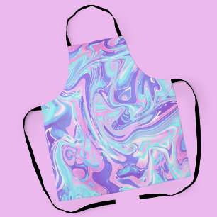 Pastel Blue en Paarse marmer vloeibare textuur Schort
