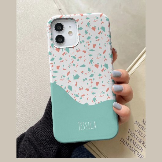 Pastel Blue en roze, speciaal gepersonaliseerd Ter Case-Mate iPhone Case