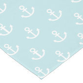 Pastel Blue en White Anchor Pattern Korte Tafelloper (Hoek)