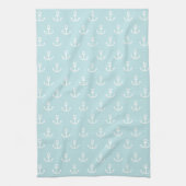 Pastel Blue en White Anchor Pattern Theedoek (Verticaal)