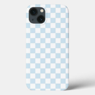 Pastel Blue en White Checkerboard iPhone 13 Hoesje