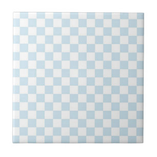 Pastel Blue en White Checkerboard Tegeltje