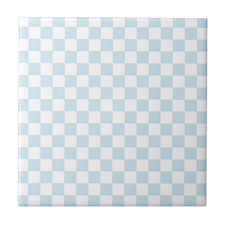 Pastel Blue en White Checkerboard Tegeltje
